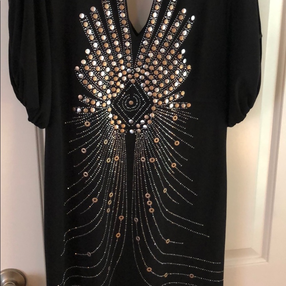 Black Metallic Stud Dress
